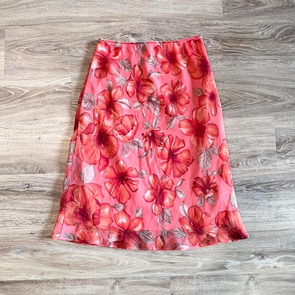y2k Vintage Pink Floral Midi Skirt